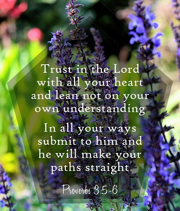 Trust in the Lord with all your heart and lean not on your own understanding.