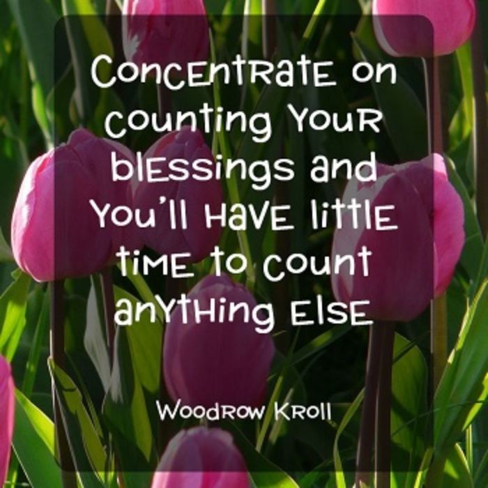 Concentrate on counting your Blessing and you'll have little time to count anything else