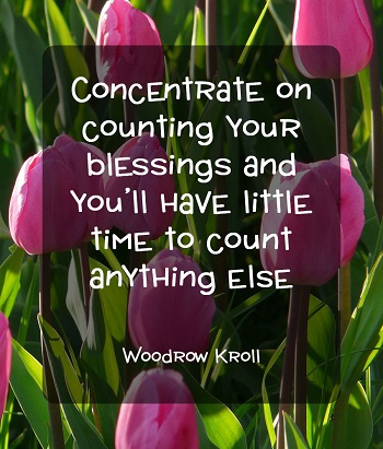 Concentrate on counting your Blessing and you'll have little time to count anything else